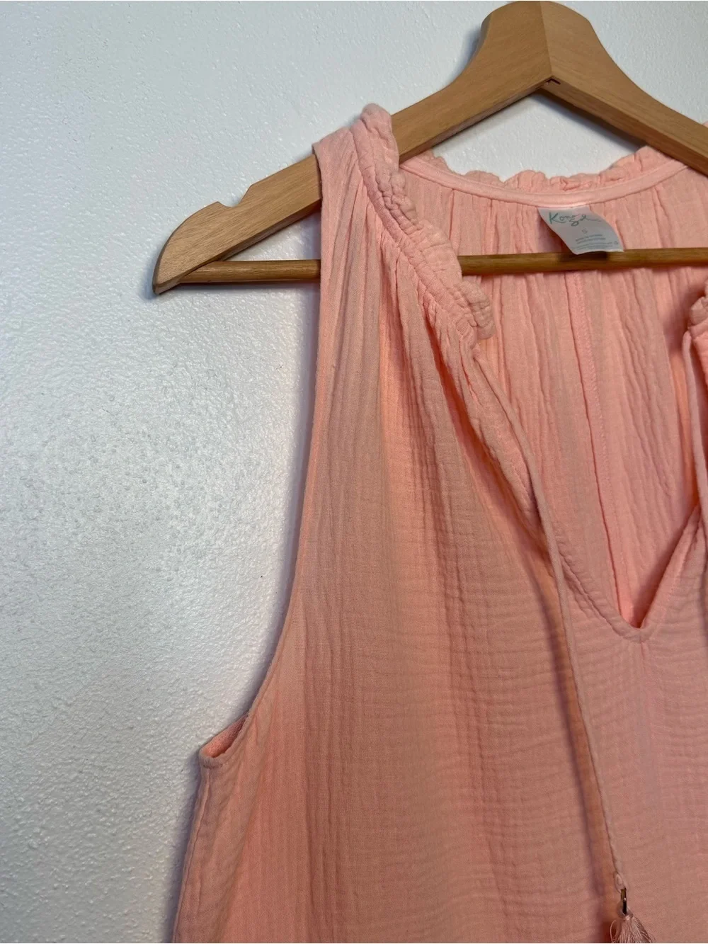 Kona Sol Womens Peach Lightweight 100% Cotton Sundress Swim Cover Up Size Small